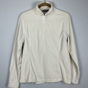 Land's End Fleece Quarter Zip Pullover White Medium